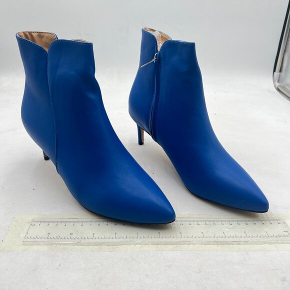 Blue Dressy Kitten Heel Ankle Boots Pointed Toe Booties Shoes with Zips - Picture 3 of 7
